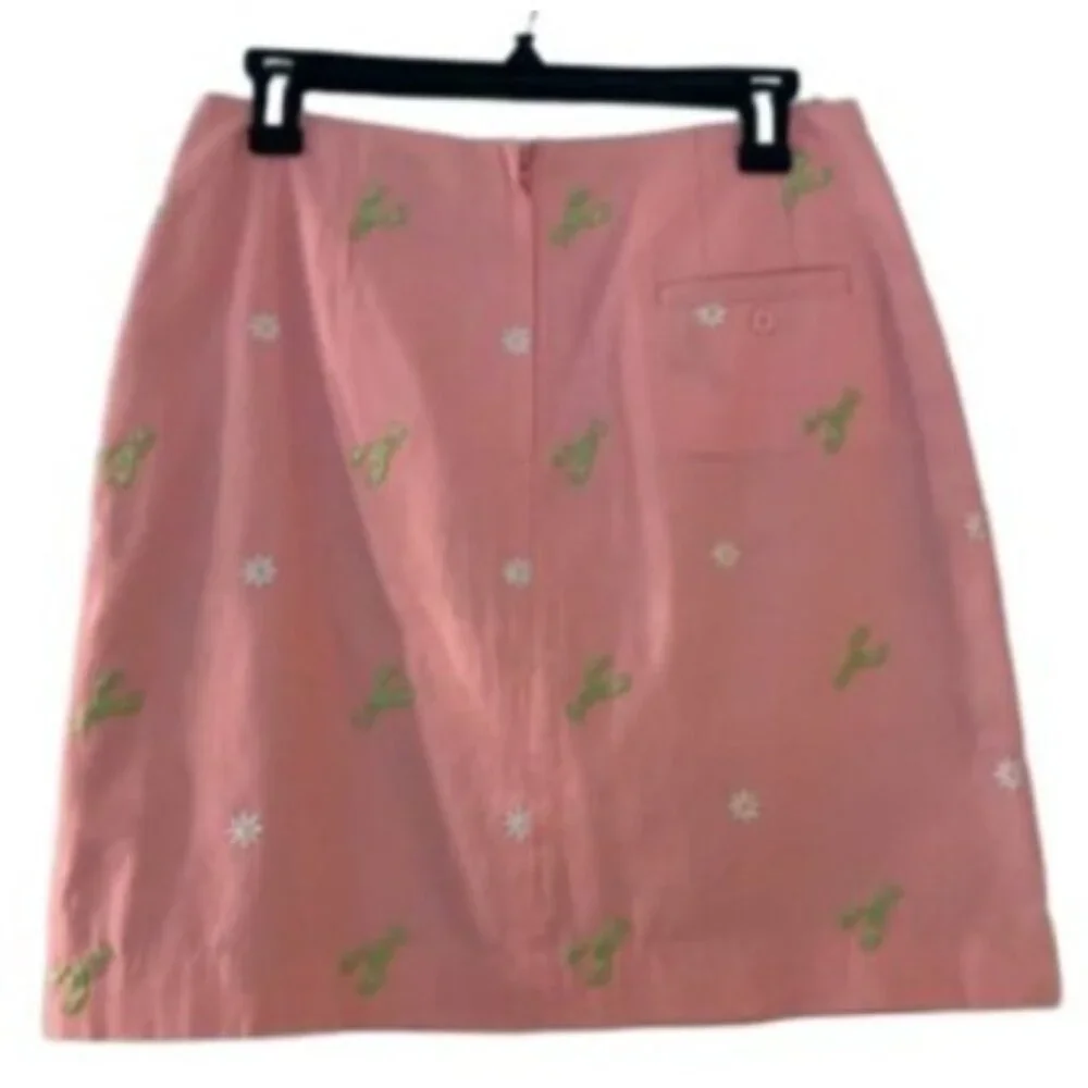 Lilly Pulitzer Women's Light Pink Daisy Lobster Embroidered A-Line Skirt Size 8 - Picture 3 of 16